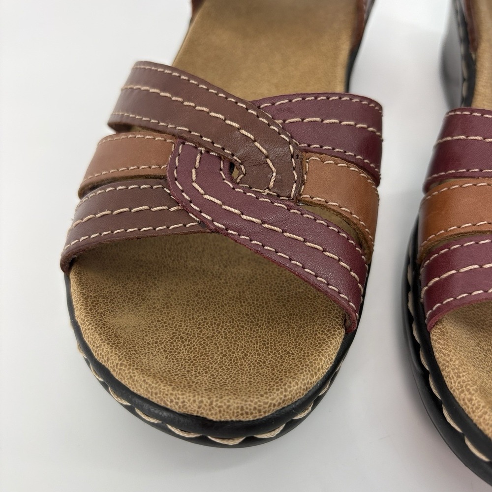Clarks Collection Women's Sz 6 Brown Leather Adjustable Comfort Walking Sandals - Picture 4 of 13